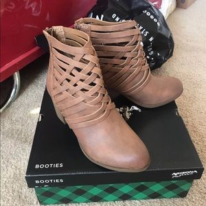Brown Cutout Booties